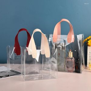 Shoppingväskor transparent pvc tydlig tygpåse stor kapacitet bilsydd plast kosmetik gelé gåva kan utomhus turism