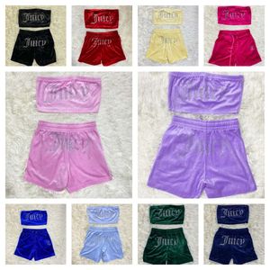 2024 Designerin Juicy Trainingsanzug Frauen Sommer Schweißanzug zweiteiliger Set Wrap Brust Shorts Anzug Strand Nachtclub Großhandel Gegenstände Bulk Lose Frauen GK668