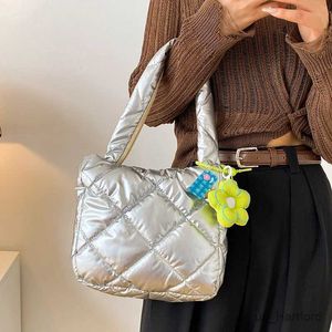 Handbags Quilted Top Handle Bag for Women Puffer Handbags Puffy Shoulder Bag Winter Cotton Padded Shopping Bag Ladies Purse Commute Bag