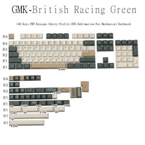 アクセサリ140キーGMKキーキャップブリティッシュレーシンググリーンPBTキーキャップチェリープロファイルメカニカルキーボードのための染色出版物GK61 84 96 104 108