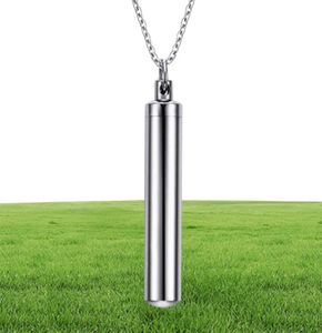 High Polished Stainless Steel Cylinder Memorial Urn Pendant Necklace Ash 8028795