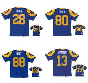 Maglie da calcio cucite 28 Marshall Faulk 80 Isaac Bruce 13 Kurt Warner 88 Torry Holt Mesh Legacy Retro Classics Retro Classics Men Women 6xl