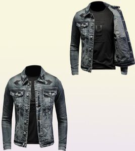 Vintage motosiklet denim ceket erkekler bahar sonbahar erkek kovboy ceketleri yıkanmış kot pantolonlar boyut m-4xl jaqueta maskulina erkekler7524807