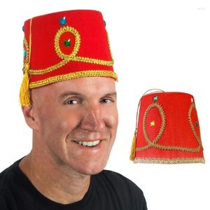 Berets Extive Fez Hat Marokańskie modne tureckie nakrycia głowy na imprezy kostiumowe H7EF