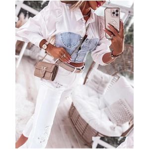 Camicette da donna camicie gotoola primavera pendolare quotidianamente adt lady come donna abbigliamento da donna fresco dolce denim camicia caduta di consegna a goccia appare dhand