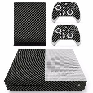 Stickers New Carbon Fiber Skin Sticker Decal For Microsoft Xbox One S Console and 2 Controllers For Xbox One Slim Skin Sticker