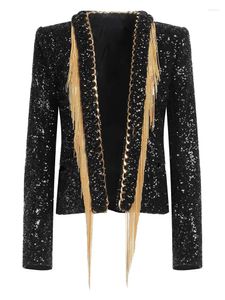 Kurtki damskie High Street EST 2024 Designer mody Tassel Chains Cequined Jacket