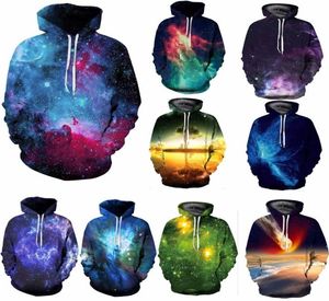 Space Galaxy 3D Sweatshirts Menwomen Hoodies mit Hutdruckstern Nebel Frühling Herbst Winter Lose dünne Kapuzenhaubeer C190421734800