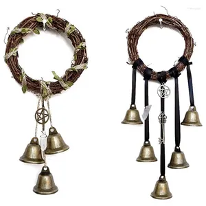 Decorative Figurines Witch Bells Wreath 2 Pcs Wiccan Magic Wind Chimes For Home Decor Witchcraft Wicca Supplies 12Cm Garland
