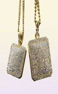 Mens Gold Cuban Link Chain Fashion Hip Hop smycken med full strass bling bling diamanthund isad ut hängande halsband6928690