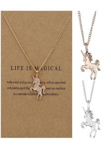 Nya modekvinnor Unicorn Horse Pendant Necklace Plating Chain Choker Julsmycken Lovely Gift 3685799