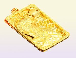 Геометрия Тигр Тотем Большой подвеска с веревочной цепью 18K Желтовое золото.