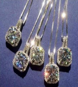 Enkla koreanska modesmycken 925 Sterling Silver 6 Color Zirconia Round Cut Diamond CZ Gemstones Women Cute Chian Necklace Pendan3753804