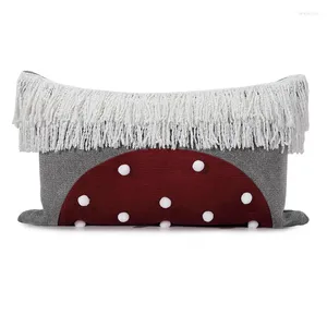 Cuscino adorabile ragazza copertura con nappa decorativa grigio rosso patchwork divani di divani Arrivo decorazioni per la casa