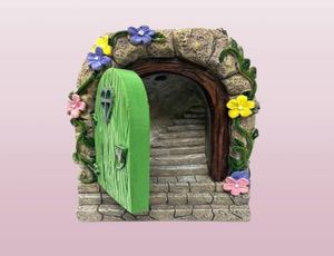 Fairy Garden Solar Stone Door Harz Ornament Handlackierte Statue für Garten Hof Rasen Dekoration Bäume Blumenbeete Q08114158992