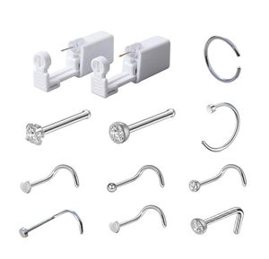 Disposable Safe Sterile Piercing Unit For Gem Nose Studs Piercing Gun Piercer Tool Machine Kit Earring Nose Stud Body Jewelry9735456