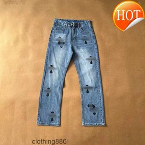 Dżinsowe projektanci Jean Chrome spodnie Męscy haft haftowa patchwork rozerwany dla trendów marki motocyklowe męskie męskie meny chuda moda prosta pantsczz9