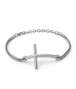 KB110131K stainless steel Link Chain jewelry Silver color Simple titanium steel religious cross ID Bracelet bangle for women mens8615648