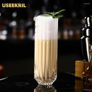 Wine Glasses Korean Style Stripe Bud Cocktail Cup Creative Long Coilin Glass Juice Drinkware Accessories