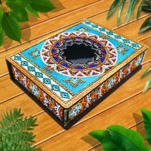 Classic Jewelry Storage Box DIY Diamond Painting Special Shaped Drill Wooden Organizer Storage Case Holder Mosaic Ladies Gift