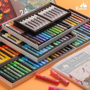 Kuelox Soft Oil Pastel Set Artist Crayon Macaron Morandi 24/36/48 Colors Charcoal Sticks Art Supplies for Kids legners student 240329
