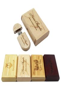 Mercadorias USB Flash Drive 4GB 8GB 16GB 32GB Pen aciona Maple Wood Stick com a caixa de madeira Box9305618