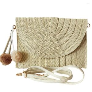 Storage Bags Straw Beach Bag Rattan Purse Reusable Summer Handwoven Clutch With Moderate Capacity For Travel Cosmetics