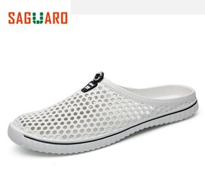 Saguaro yaz terlik erkekler 2018 yeni içi boş out nefes alabilen plaj sandalet ayakkabı unisex rahat slipon daireler flip flop zapatos5749273