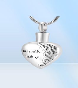 LKJ10021 Classic Ash Pendant Necklace Menswomen Memorial smycken snidning alltid i min hjärta hund katt tass kremation urn minnen ne8629788