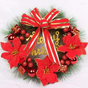 Fiori decorativi 30 cm Ghirlanda natalizia rossa per porta d'ingresso decorazioni per la parete della finestra oro 2024 Garland Ornament Anno Navidad