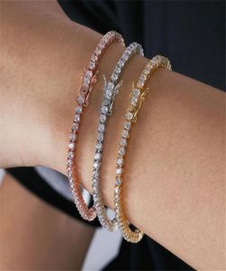 Designer Men Hip Hop Bracelet Diamond Tennis Bracelets For Women Luxury Jewelry Gift 3mm Fashion Zircon Link Chain Bangles8178380