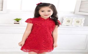 New arrival summer chinese style dress traditional red lace cheongsam qipao sleeves dress for girls kids princess dresses6979331