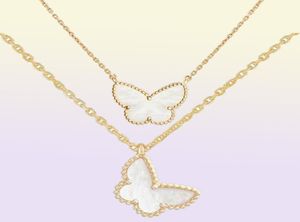 luxurious jewelry necklaces designer diamond Two butterfly Pendant necklace for women gold Red Bule White Shell platinum pendants 6319652