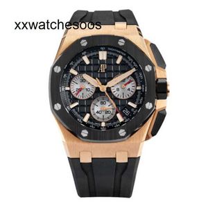 Top App Factory AP Automatyczne oglądanie Audempigues Royal Oak Offshore Epic Watch 43 mm Rose Gold Black Bare Mark Tial