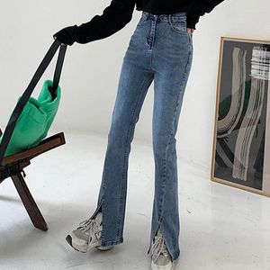 Kvinnors jeans mamma smal hög midja denim fransade ankelbyxor streetwear retro svart blossade kvinnor lös tätt passande jean