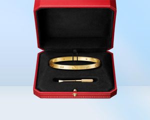 Love Bangle Bracelete mit Schraubendreher Designer Schmuck Gold Rose Platinbänder 4 Diamanten 61mm Armbänder Hochzeit Geschenk Titani3391890