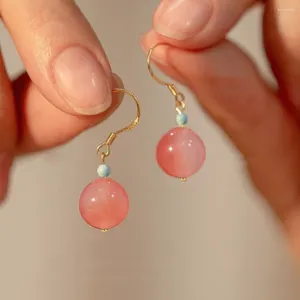 Серьги с грибами Crystal Peach Pink Dangle Творческие украшения для вечеринки Рождественский подарок на День святого Валентина для друзей семьи