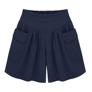 Casual Women a Line Shorts Kvinnlig fast färg Löst hög midja Bekväm för utomhus sommararmégrön plus storlek 240407