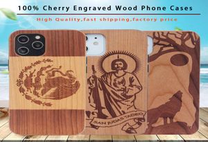 Factory High Quailty Cherry Wood Cases Mobile Phone Wooden Cover For Iphone 12 pro max 116119346