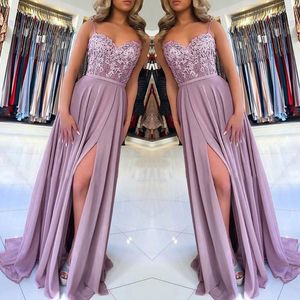 Vestidos casuais Sexy High Slits Lace Dress Women Fashion Floral Coral Bridesmaid Party Elegante feminino convidado de casamento Vestidos