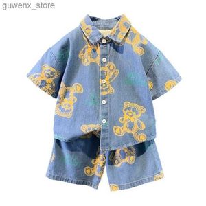 Clothing Sets New Summer Baby Girls Clothes Suit Children Boys Fashion Cartoon Shirt Shorts 2Pcs/Sets Toddler Casual Costume Kids Tracksuits Y240412