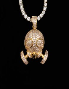 New Hip Hop Jewelry Antigas Máscara Pingente Pingente Collo Gold Bling Bling Cubs Men Colar com Cadeia de Tênis para Gift3437052