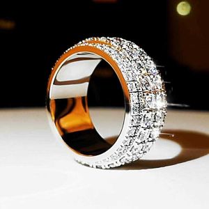 Anel de pedra do Mossão para homens 18k anel de diamante de ouro branco