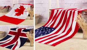 100 Хлопковые пляжные полотенцы, высыхание, купальники для душа, USA UK Canada Flag Dollar Dollar Pange Полотенца 8091832
