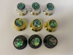 Cables 6mm Abalone Top Guitar Knobs UFO Shape Chrome/Black/Gold Guitar Bass Knobs Strat Plastic Knobs for Shaft Pots Guitar Accessories