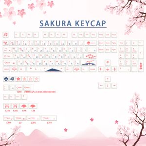 Acessórios legais jazz sakura keycap pbt xda corante sublimação keycaps para rk61/gk61/64/68/84/980/gmmk pro mecânica tampa 7U barra de espaço na barra de espaço 7U 7U