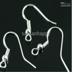 500pcs 925 Gümüş Küpe Bulguları Balıkwire Hooks Mücevher Diy 15mm Balık Kancası Fok Bobin Kulak Teli241D