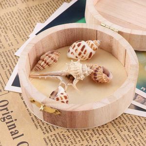 1Pc Jewelry Box Round Wooden Box Boutique Gift Wood Box Samll Item Storage Case