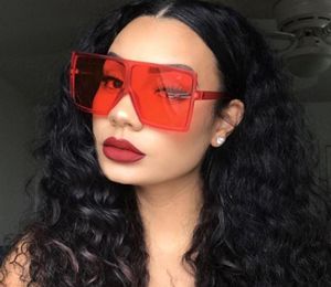 Óculos de sol de grandes dimensões Mulheres moda plana top colorido lente transparente óculos de sol vintage homens gafas glasses2736221