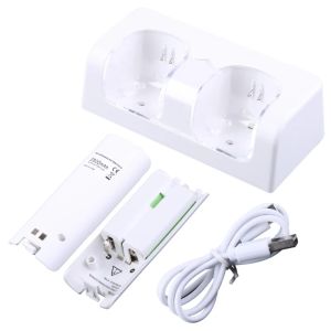 Chargers Remote Controller Doppi Carging Dock Station+ 2 batterie per Caricatore Wii GamePad con indicatore di luce LED